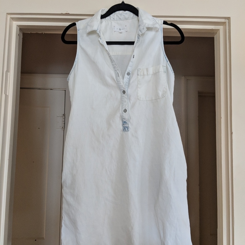 White chambray shirt dress